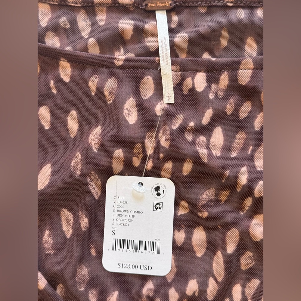 Free People Katana Mini Dress in Brown Sz Small Stretch Mesh BodyCon Party NWT - Picture 7 of 12